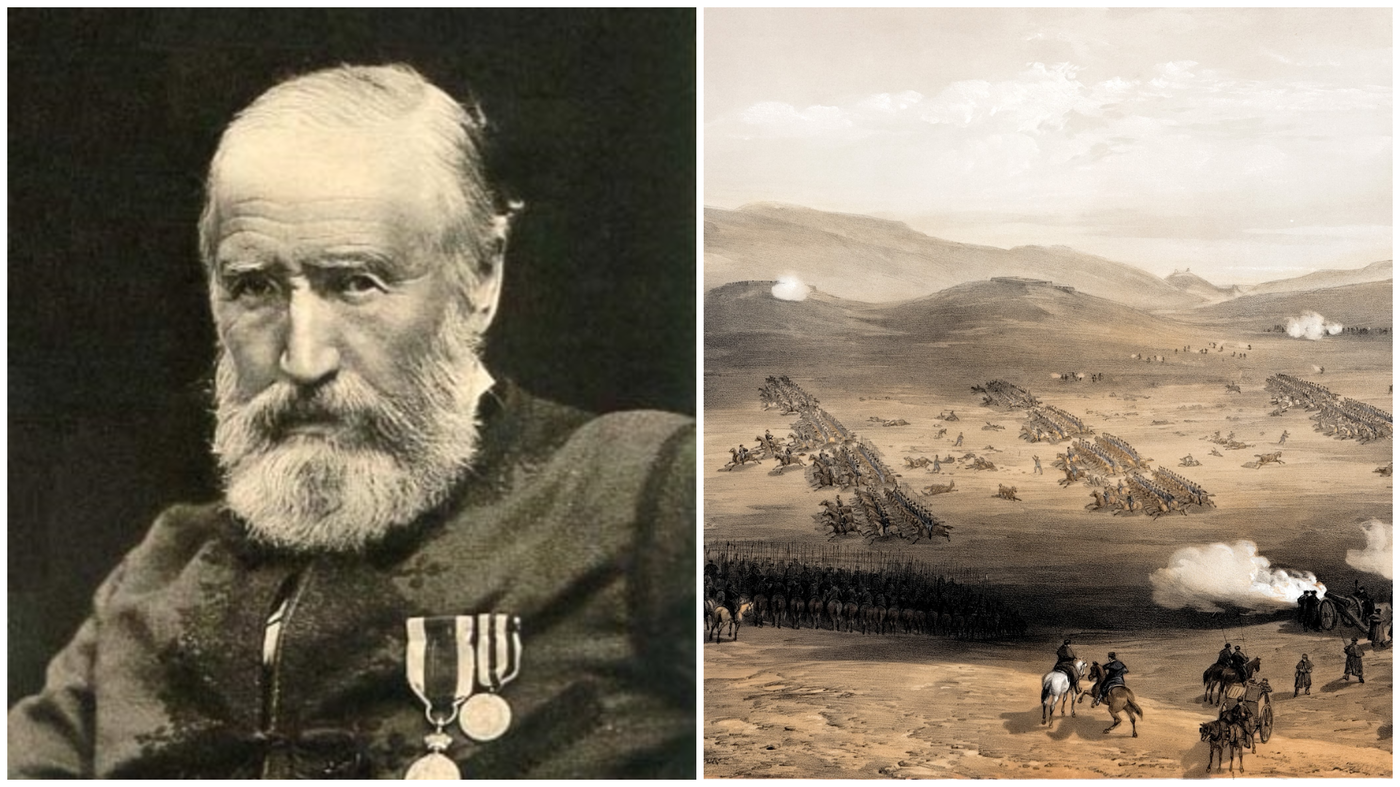 מימין מלחמת קרים במכחולו של סימפסון - משמאל צייר החזית וילאם סימפסון 