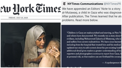 שער העיתון השיקרי של ניורק-טיימס והודעת ההתנצלות 