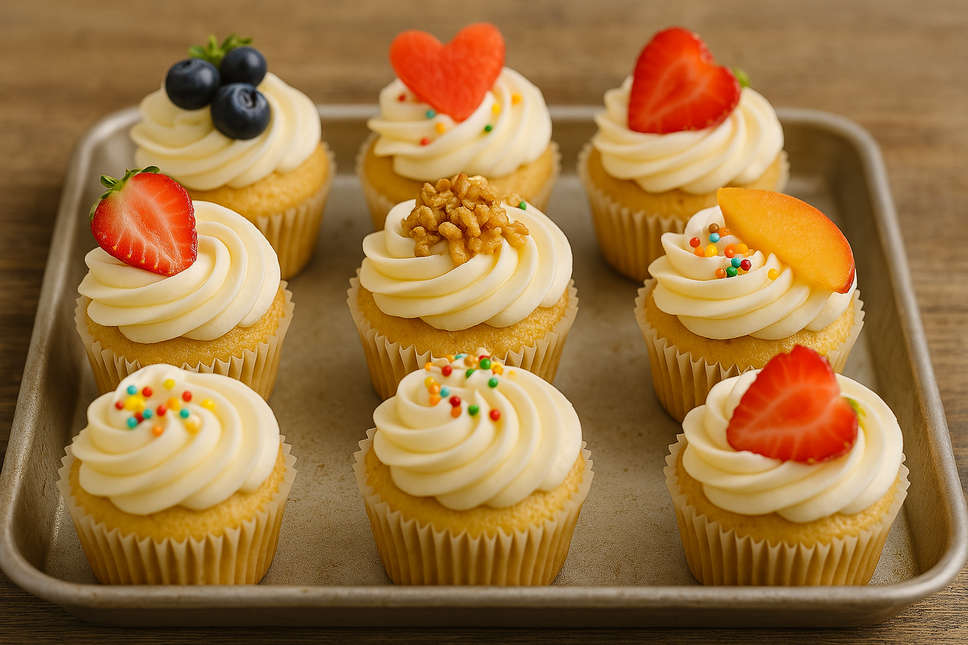 קאפקייקס קיץ קרים עם קצפת ופירות יער