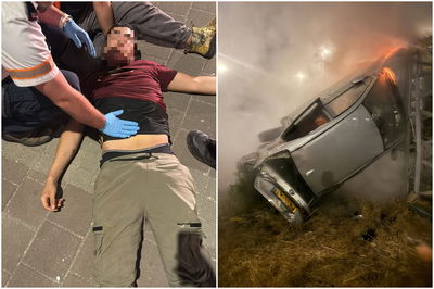 הרכב הבוער והשב"ח הפצוע