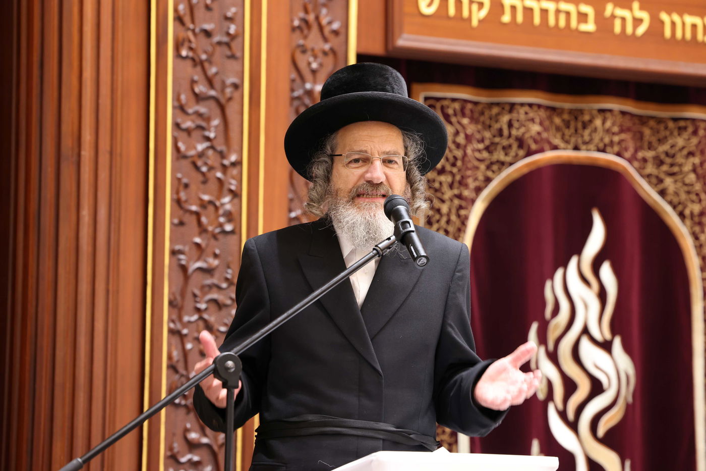 הרה"ג ר' ישראל ברזובסקי נואם בכינוס חסידי סלונים