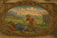 איור דוד וגליית מעובד מתוך שער פירוש אור החיים דפוס ראשון