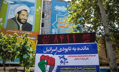 שעון ספירה לאחור בכיכר פלסטין באיראן