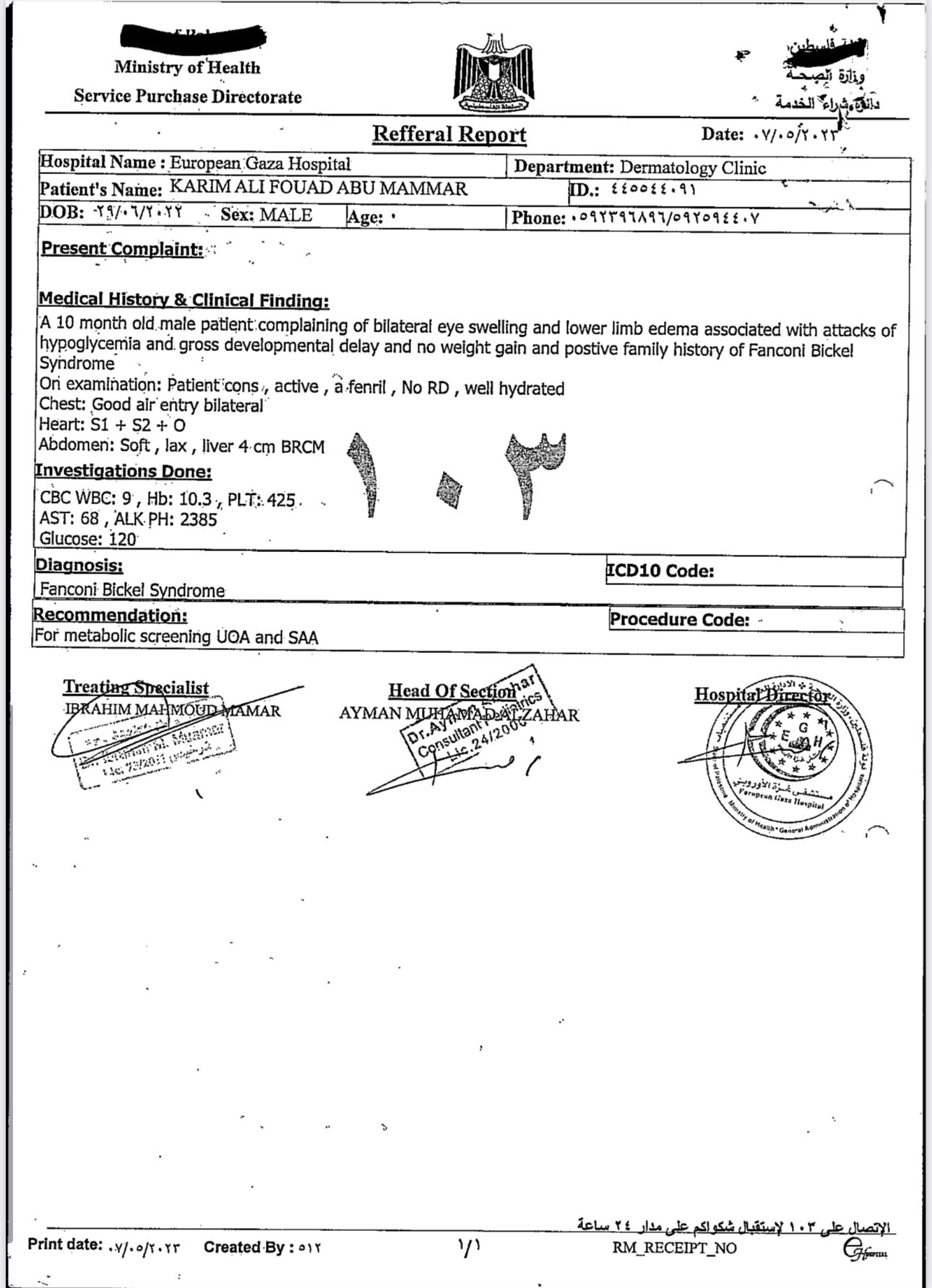 המסמכים הרפואיים של הילד העזתי החולה