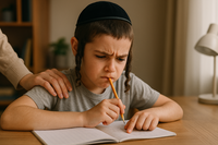 הילד יושב מול המחברת, נאנח בקול: “אני לא מבין את זה…”