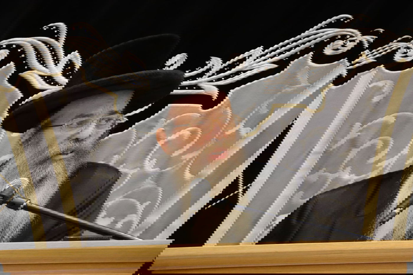 הגאון רבי מנחם מנדל פוקס בעצרת לזכרו של הגאון רבי שמואל הבר זצ"ל