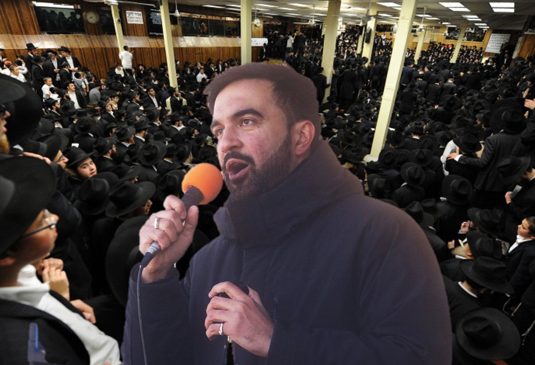 ברקע. חסידי חב"ד בקראון הייטס. אילוסטרציה. במרכז: ממדאני