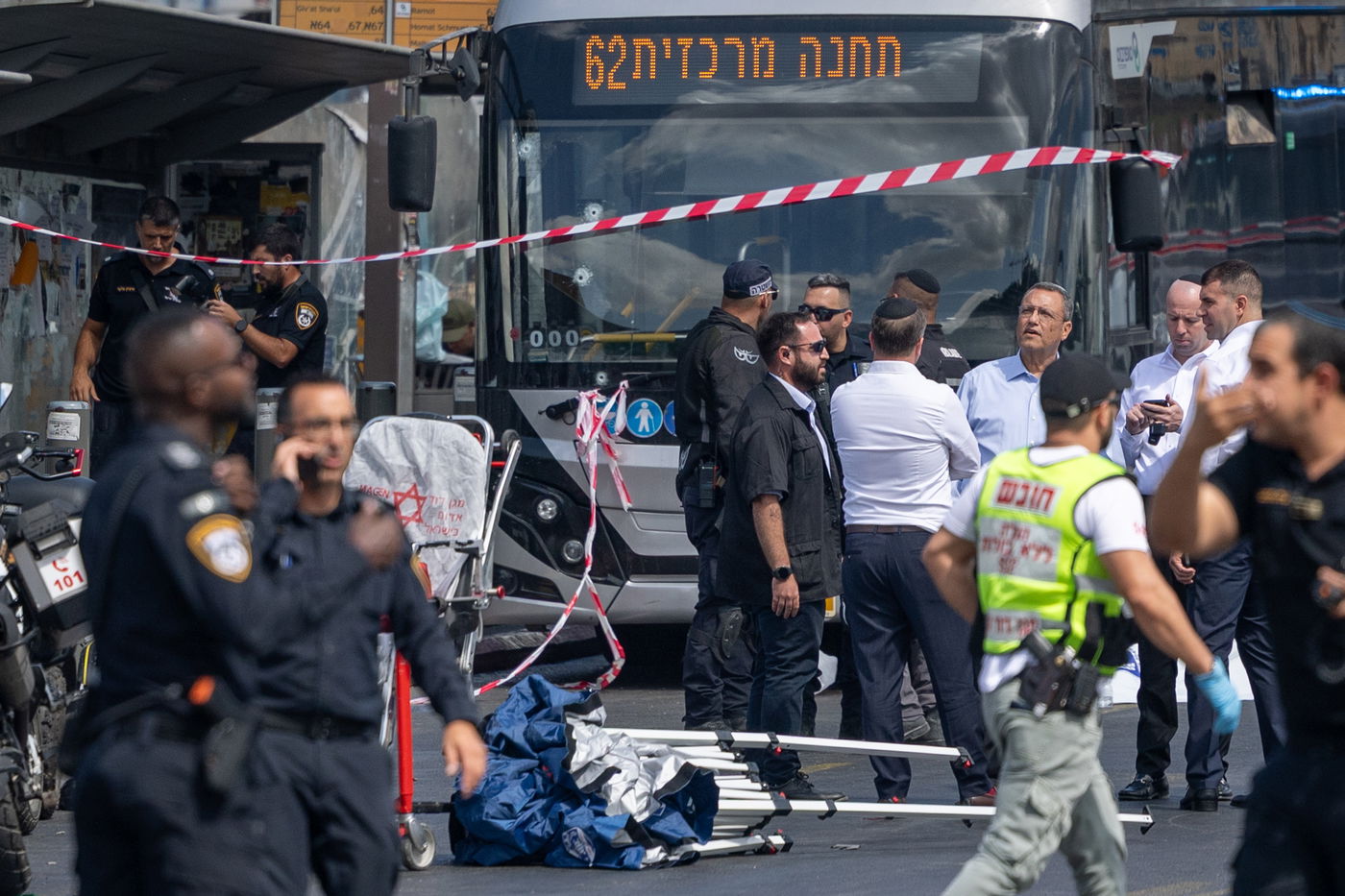 זירת הפיגוע בצומת רמות בירושלים