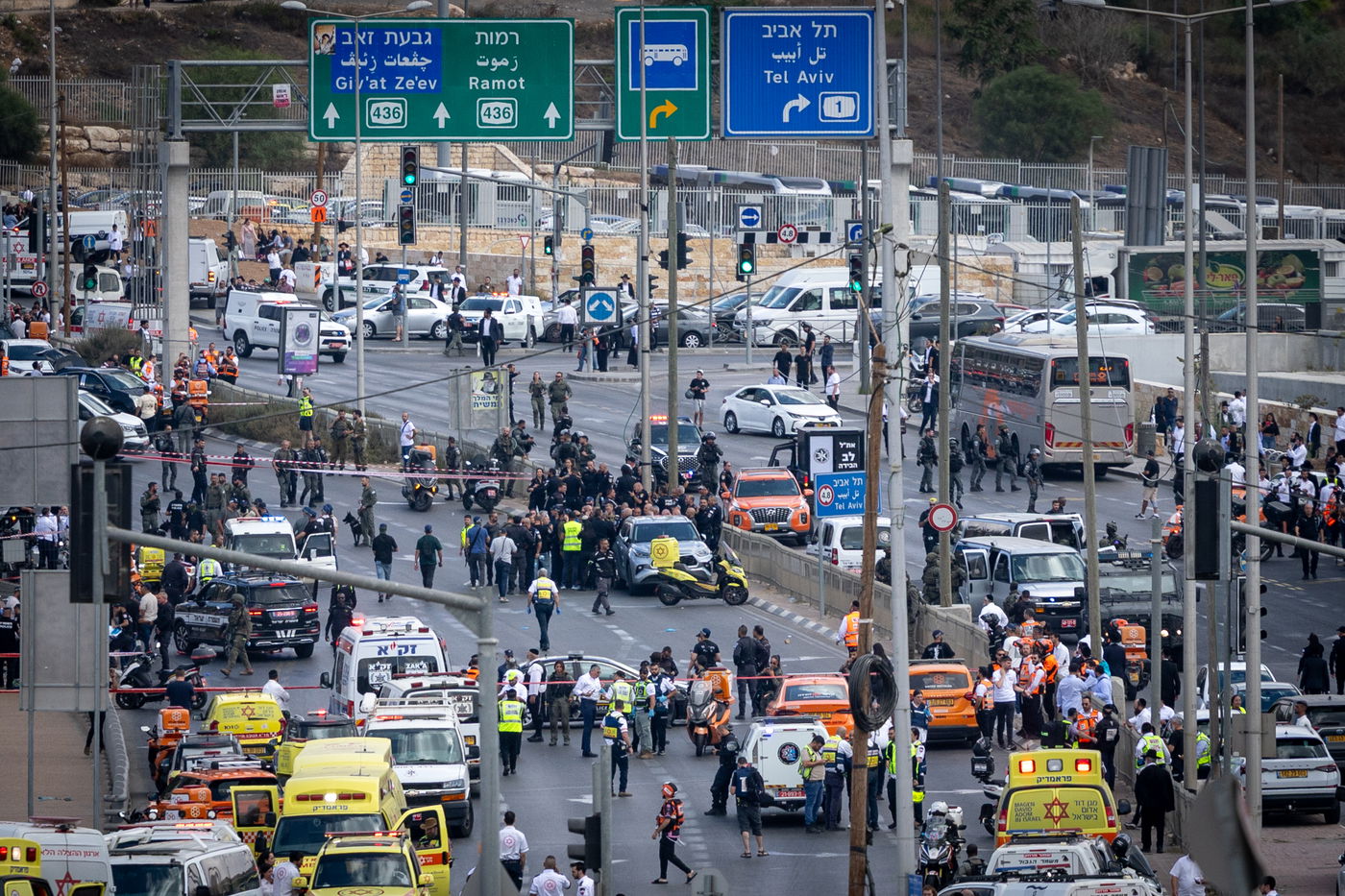 זירת הפיגוע בצומת רמות בירושלים