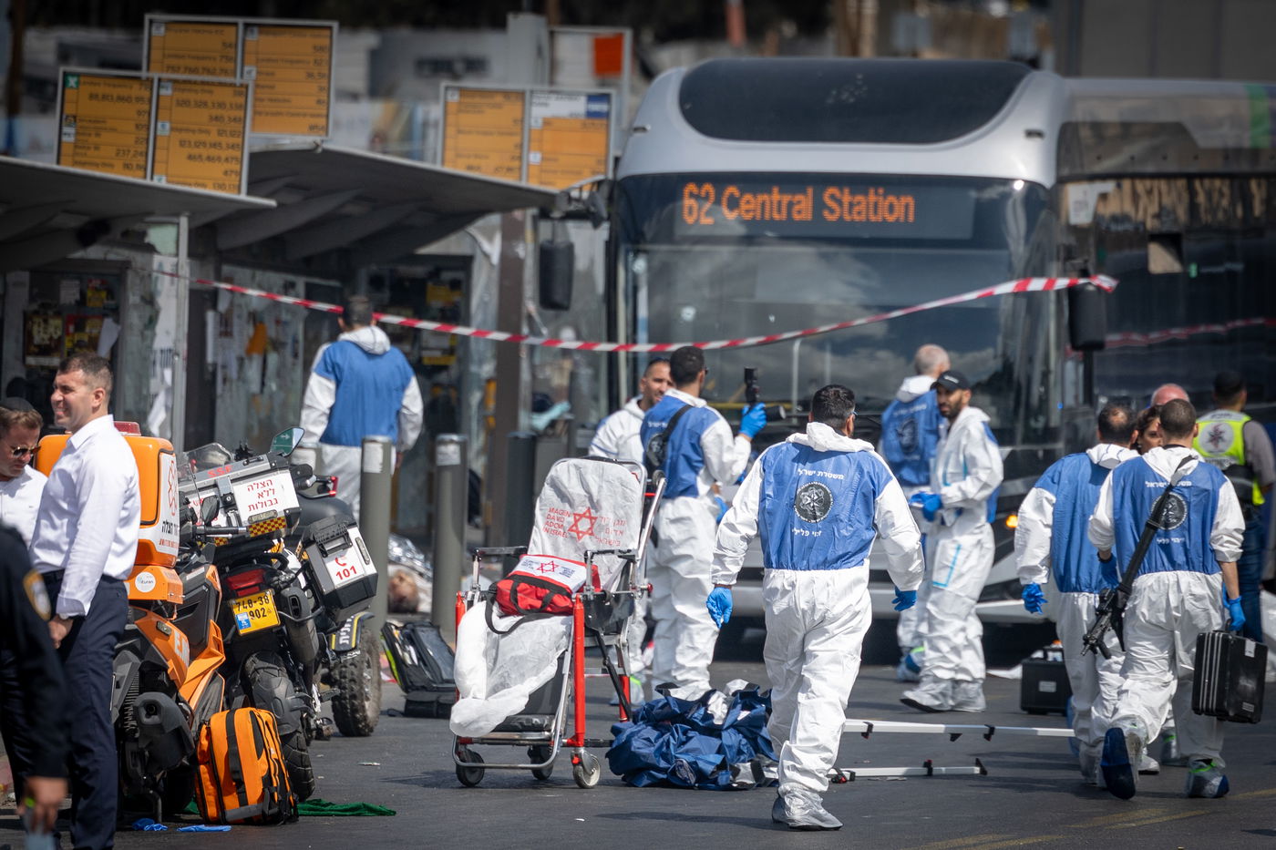 זירת הפיגוע בצומת רמות בירושלים