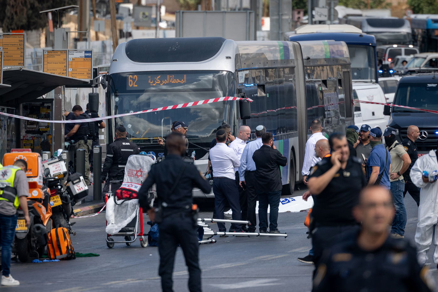 זירת הפיגוע בצומת רמות בירושלים