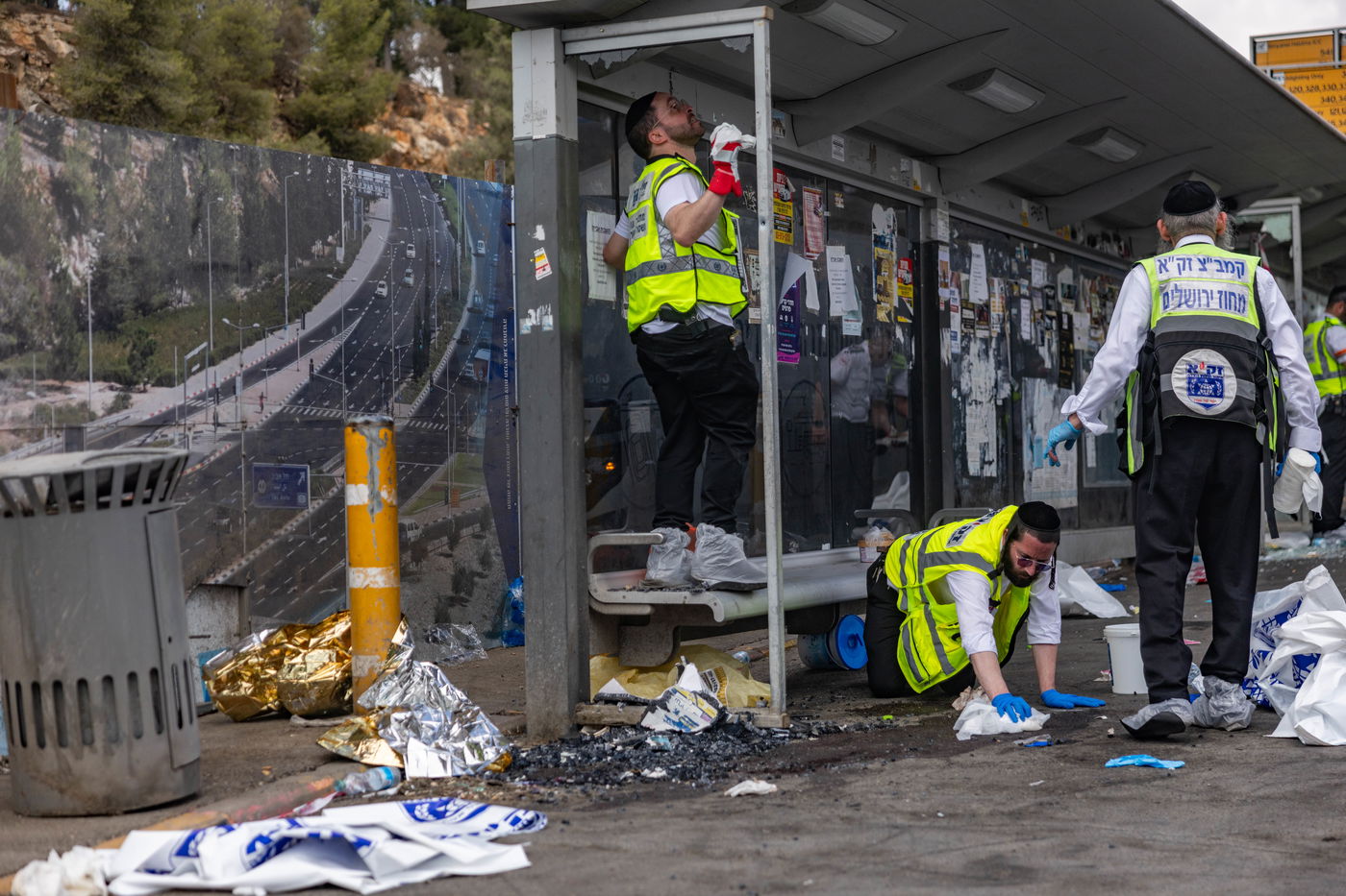זירת הפיגוע בצומת רמות בירושלים