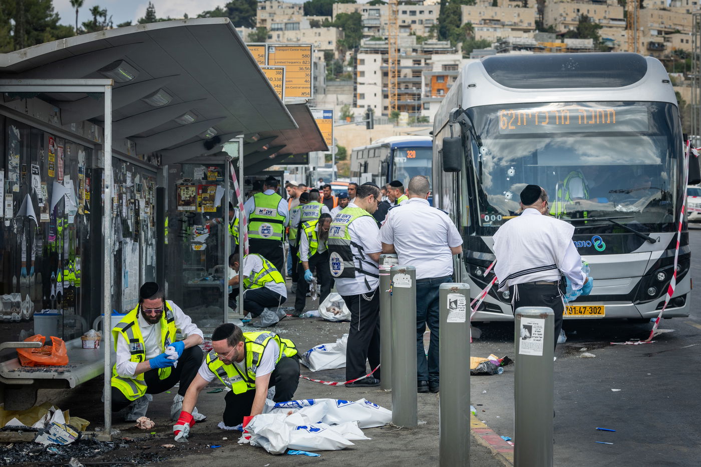 זירת הפיגוע בצומת רמות בירושלים