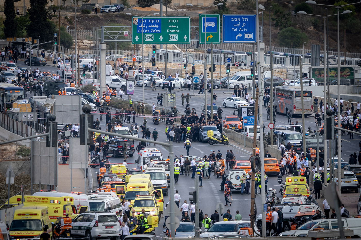 זירת הפיגוע בצומת רמות בירושלים
