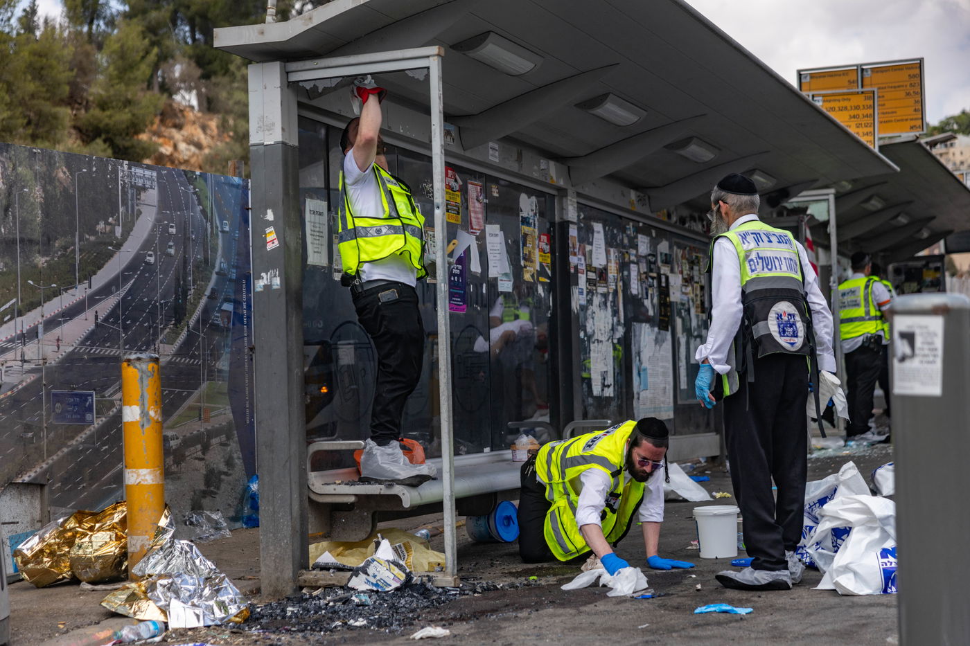 זירת הפיגוע בצומת רמות בירושלים