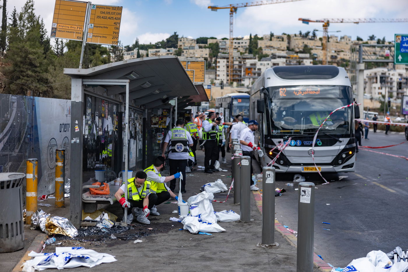 זירת הפיגוע בצומת רמות בירושלים