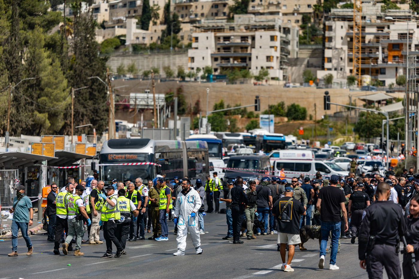 זירת הפיגוע בצומת רמות בירושלים