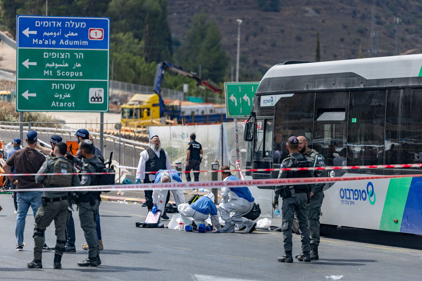 זירת הפיגוע בצומת רמות בירושלים