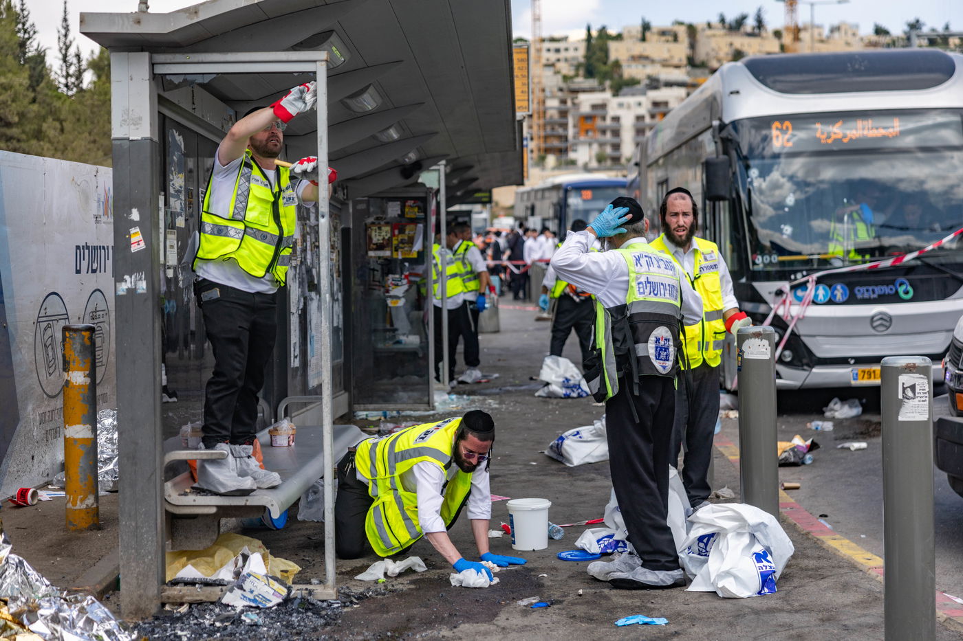 זירת הפיגוע בצומת רמות בירושלים
