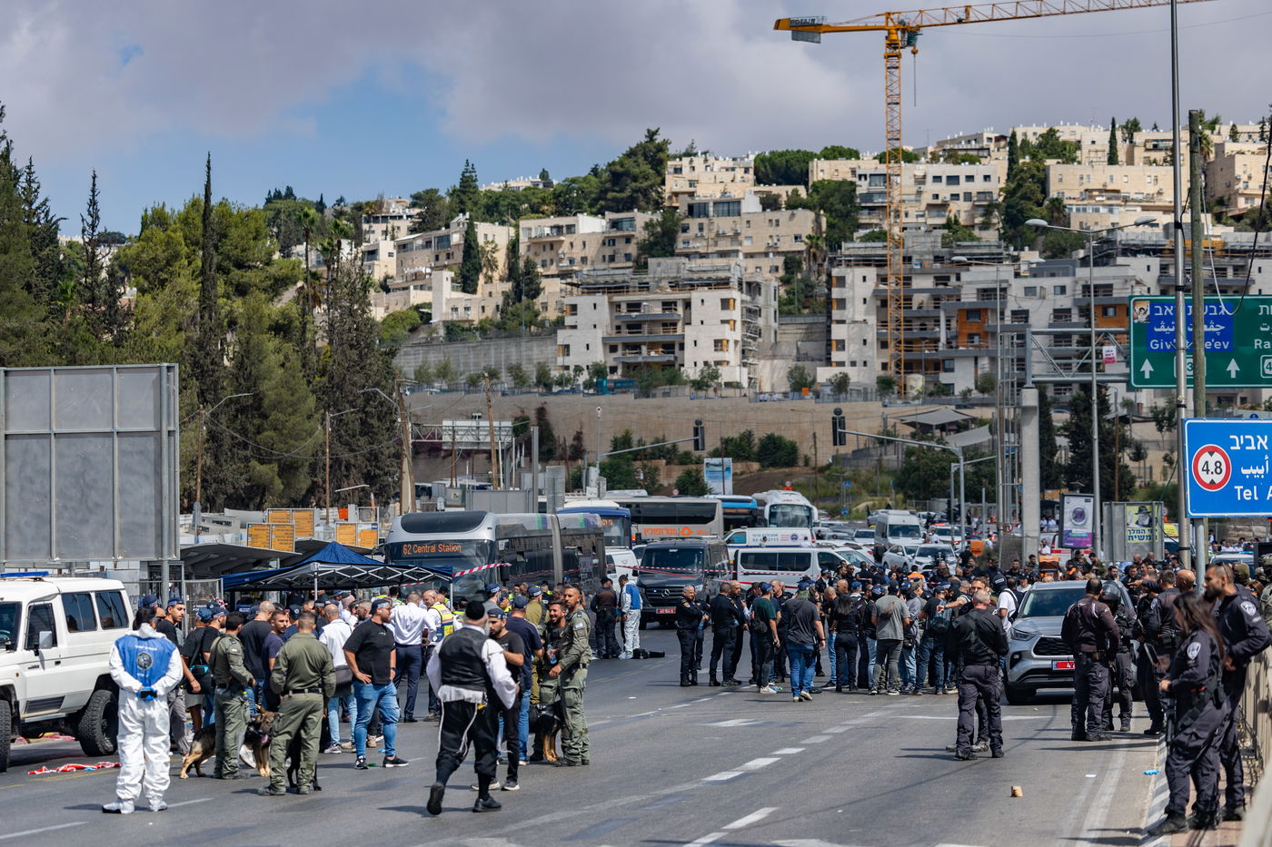 זירת הפיגוע בצומת רמות בירושלים