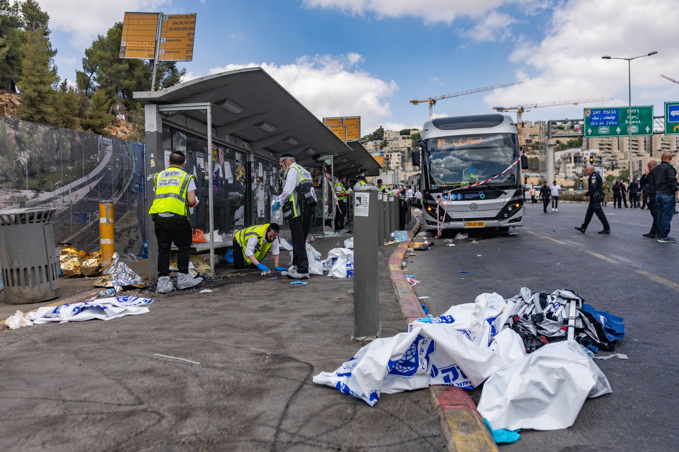 זירת הפיגוע בצומת רמות בירושלים