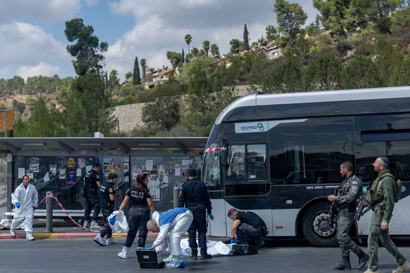 זירת הפיגוע בצומת רמות בירושלים