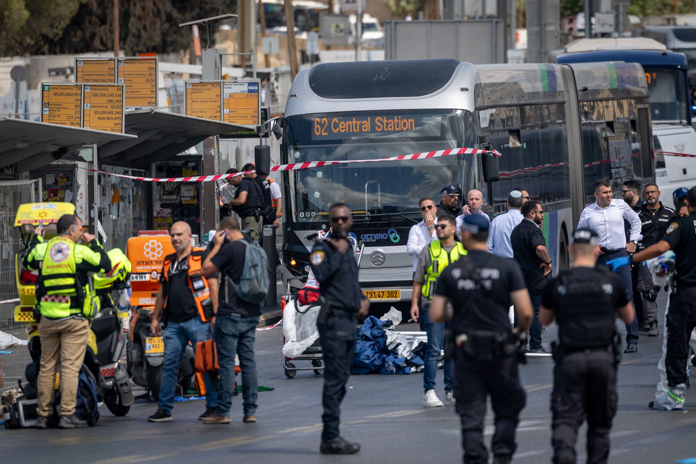 זירת הפיגוע בצומת רמות בירושלים