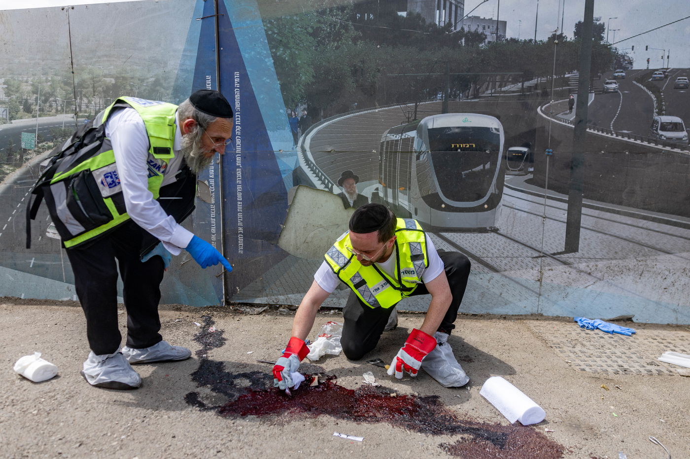 זירת הפיגוע בצומת רמות בירושלים