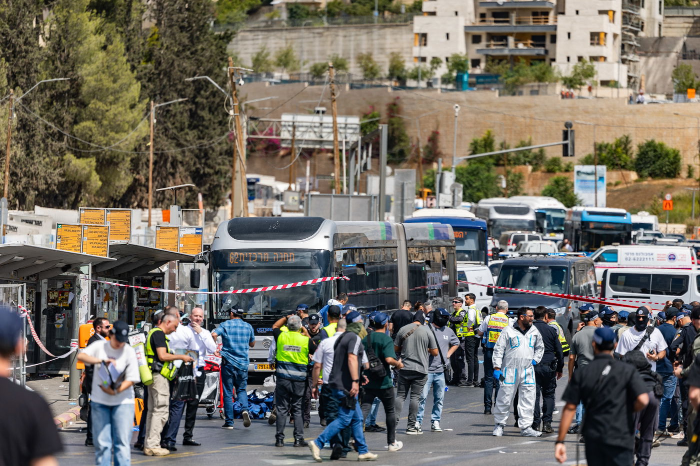 זירת הפיגוע בצומת רמות בירושלים