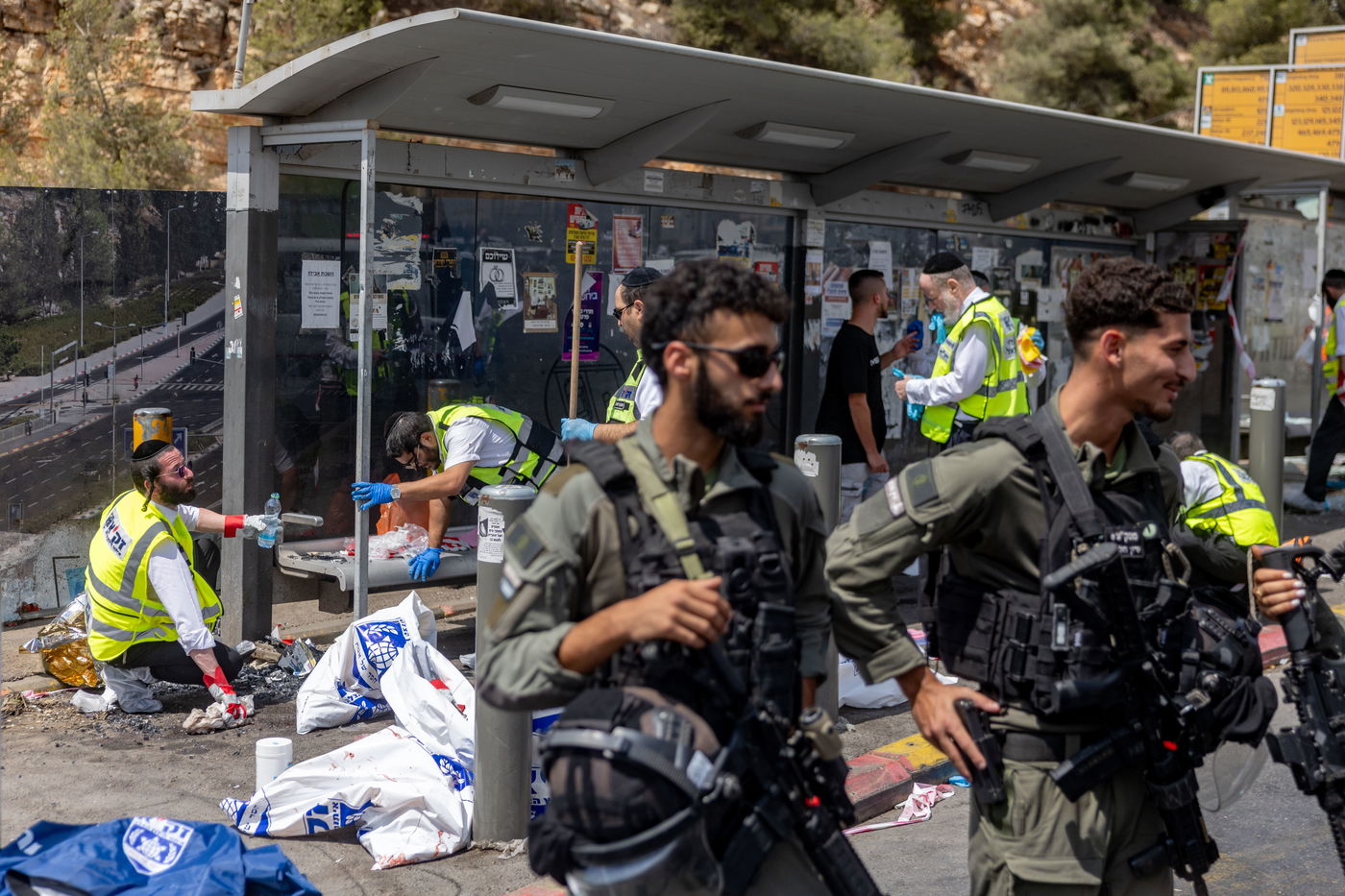זירת הפיגוע בצומת רמות בירושלים