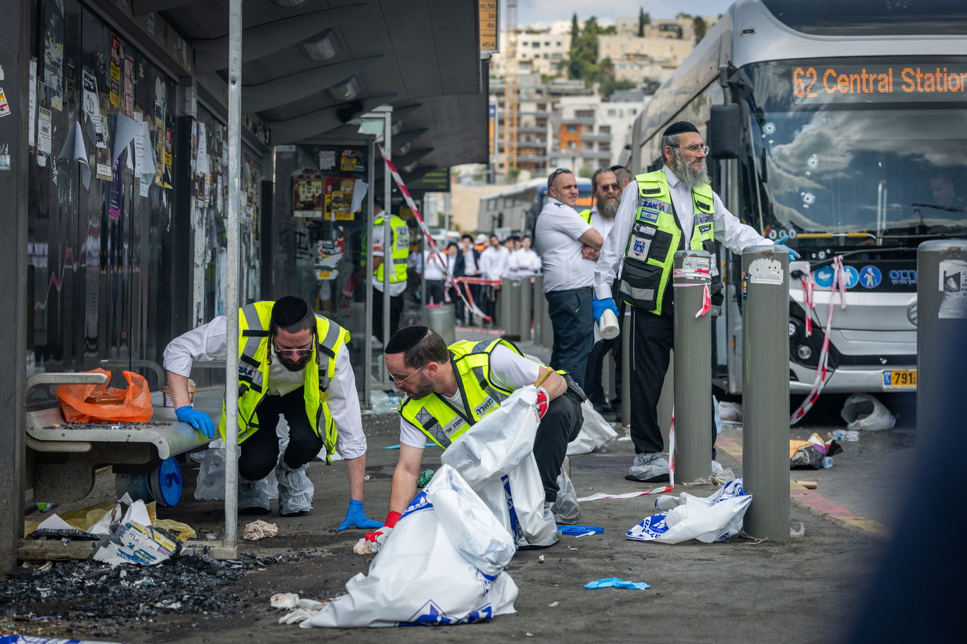 זירת הפיגוע בצומת רמות בירושלים