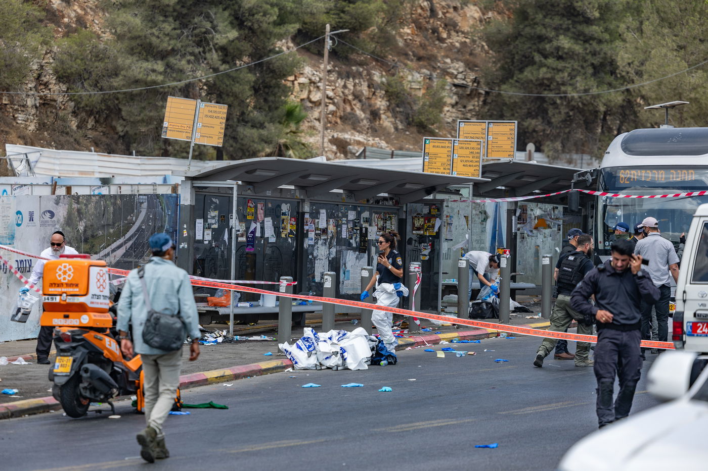 זירת הפיגוע בצומת רמות בירושלים