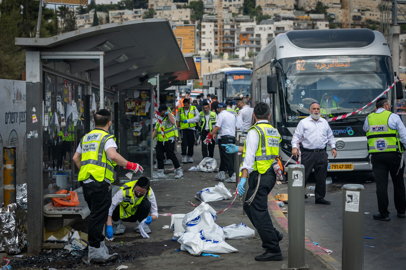 זירת הפיגוע בצומת רמות בירושלים