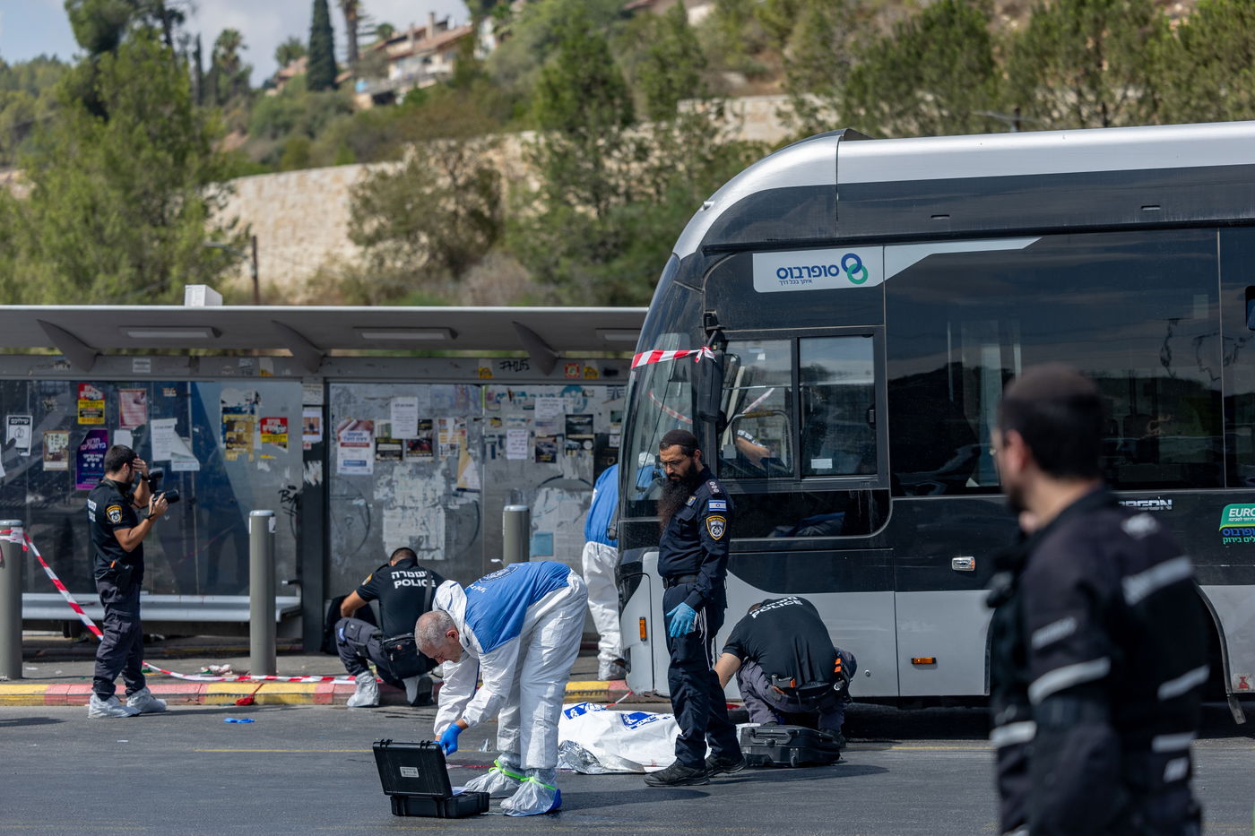 זירת הפיגוע בצומת רמות בירושלים