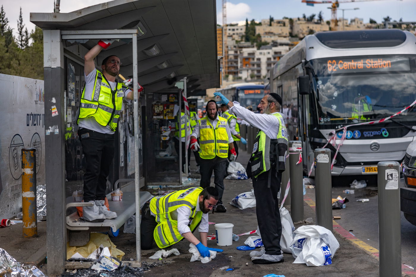 זירת הפיגוע בצומת רמות בירושלים