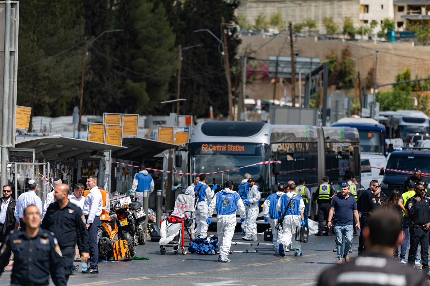 זירת הפיגוע בצומת רמות בירושלים