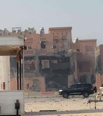 המבנה שנפגע בתקיפה הישראלית בקטאר