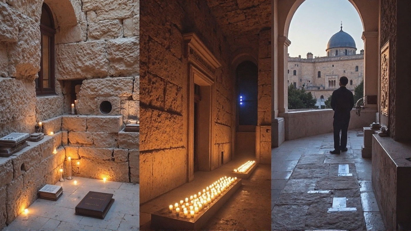  בכותל הקטן, סמוך למקום קודש הקודשים. במערת המכפלה, מקום תפילתם של האבות הקדושים. בציונו של התנא האלוקי, הרשב"י במירון.