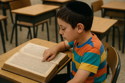 ילד חרדי לומד
