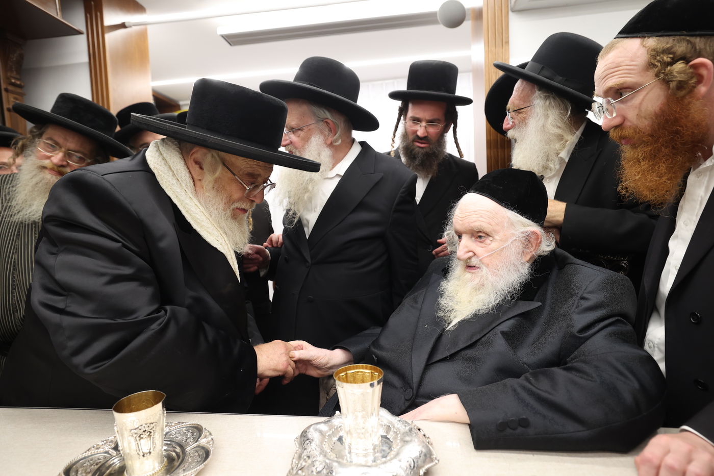 האדמו"ר מתולדות אהרן בביקור אצל הגר"מ שטרנבוך