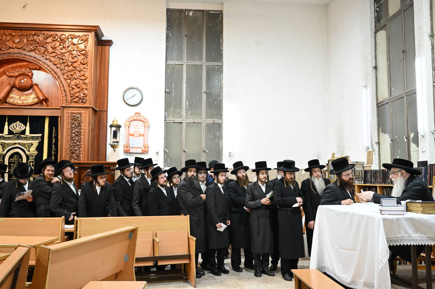 האדמו"ר מצאנז בקבלת קהל לקראת ימי הרחמים והסליחות