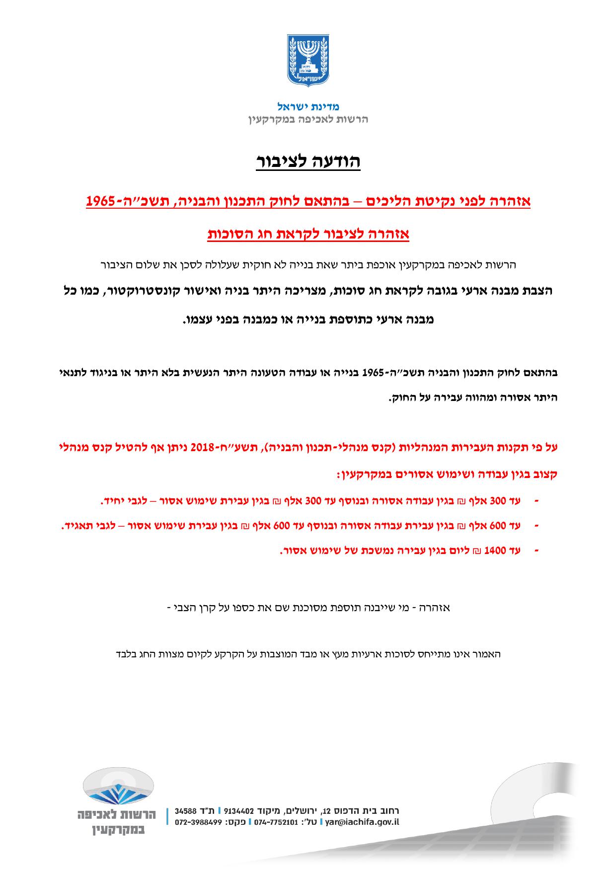 בונים סוכה? שימו לב: כך תמנעו קבלת קנס של עד 600,000 ש"ח על בנייה לא חוקית