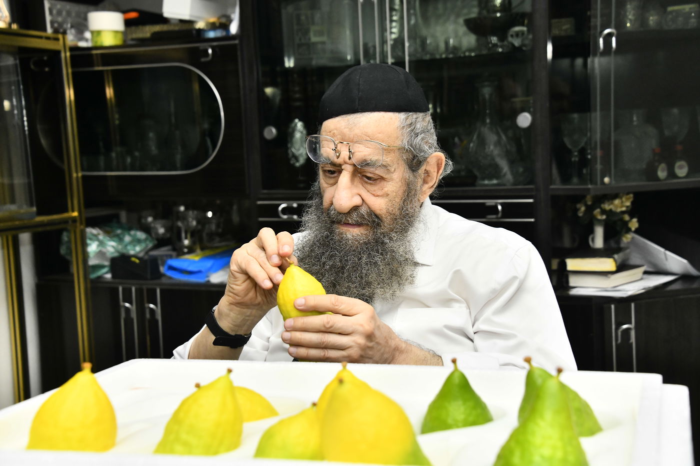 הגאון רבי מסעוד בן שמעון בבדיקת אתרוגים