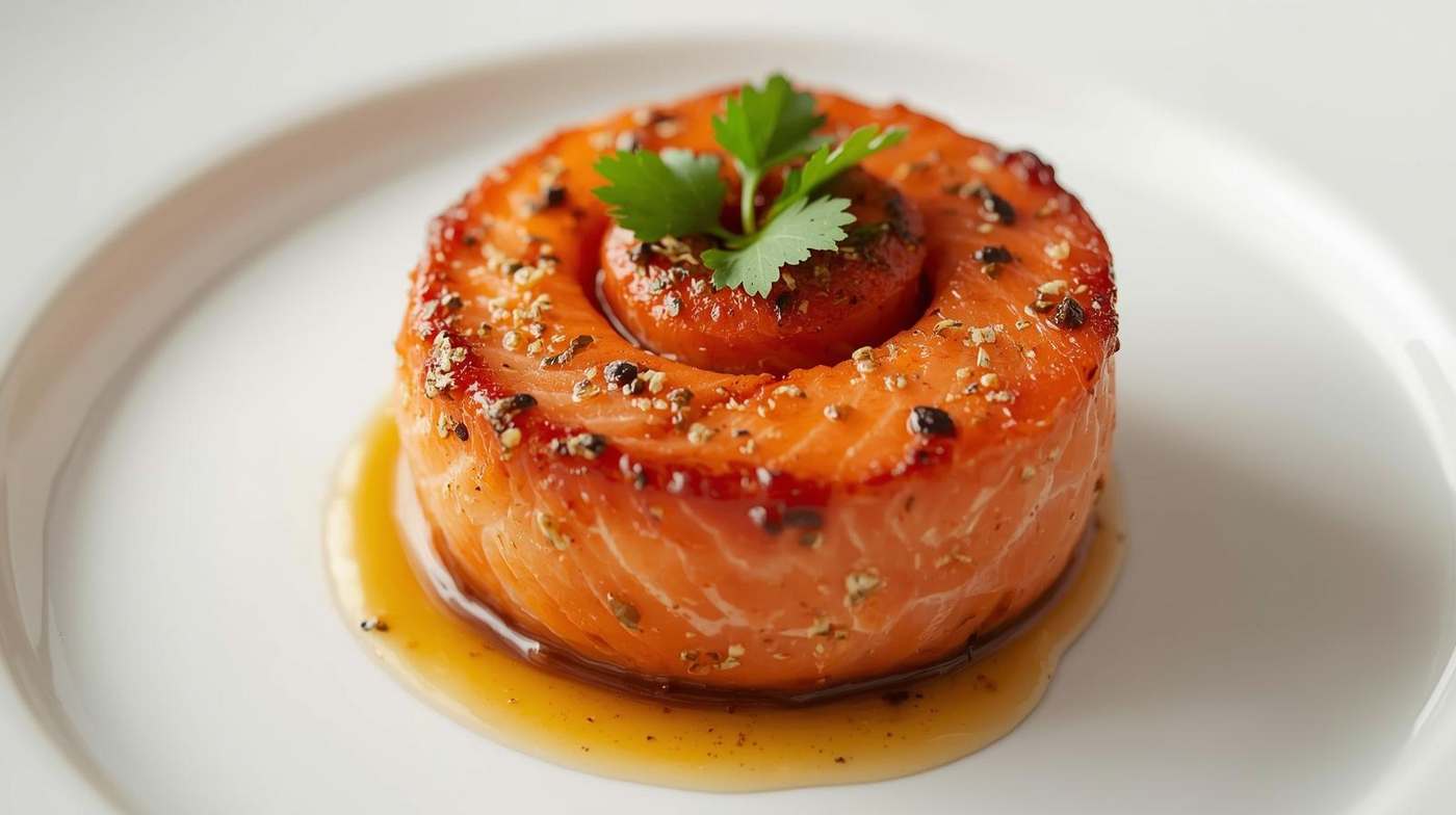 סלמון מגולגל בתבניות אישיות עם רוטב פיקנטי מצרכים