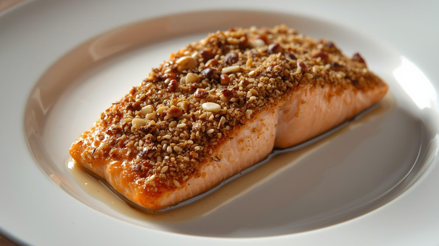 סלמון בציפוי קראנץ’ שקדים