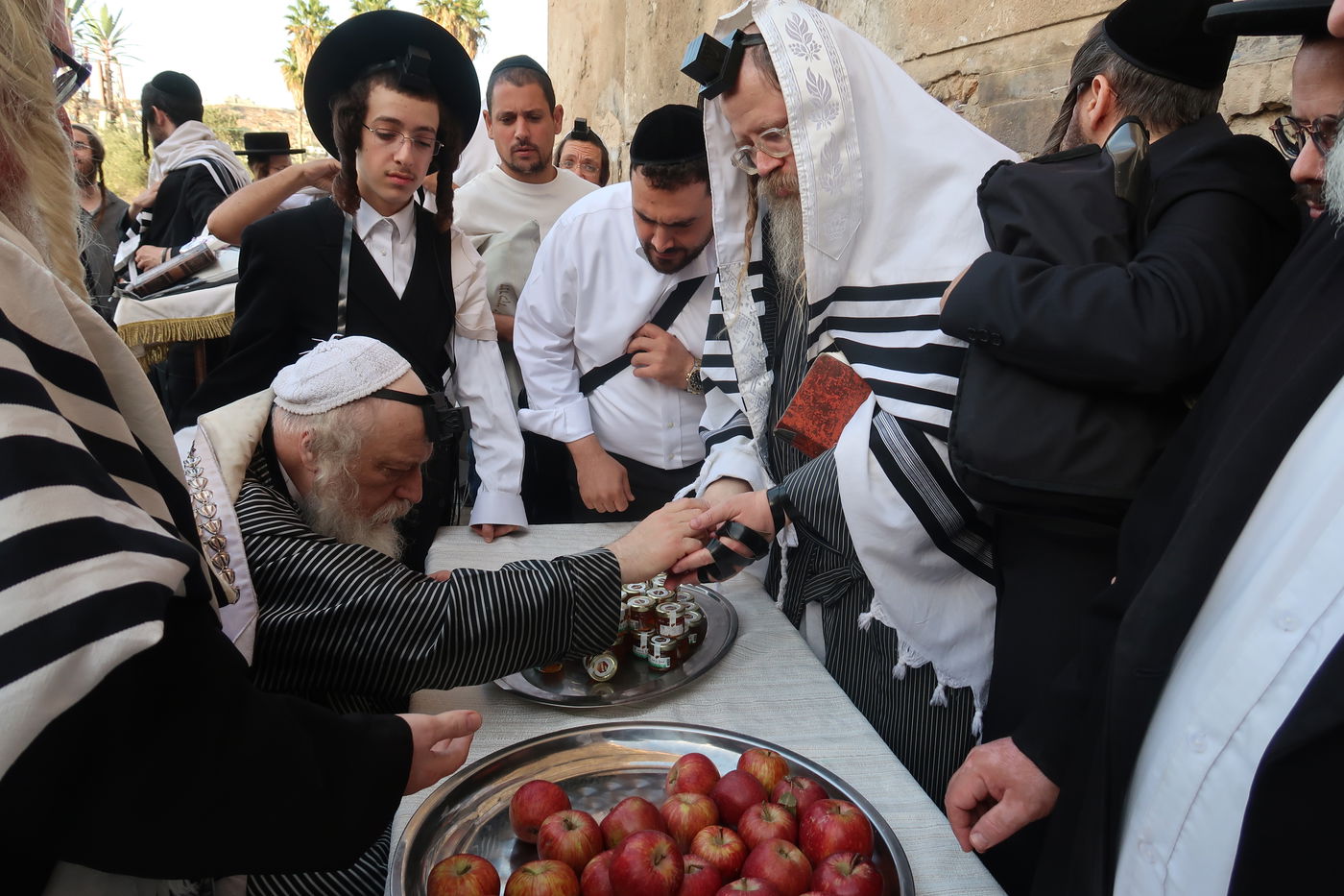 האדמו"ר ממבקשי אמונה באמירת סליחות במערת המכפלה