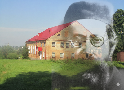 רבי נפתלי טרופ זצ"ל על רקע ישיבת ראדין