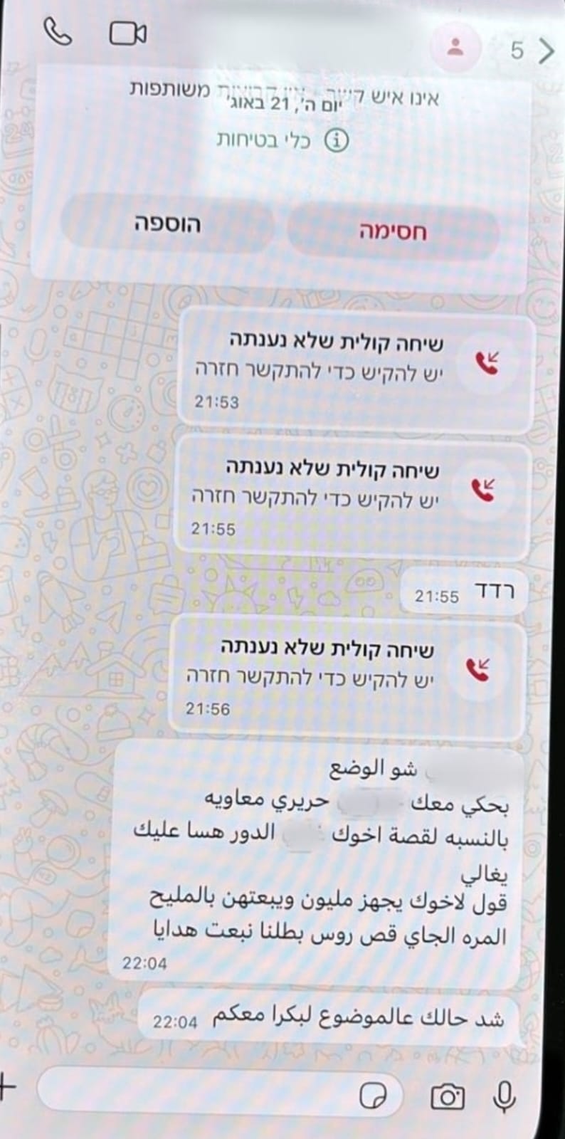 חלק מההודעות ששיגרו הנאשמים לבעל העסק