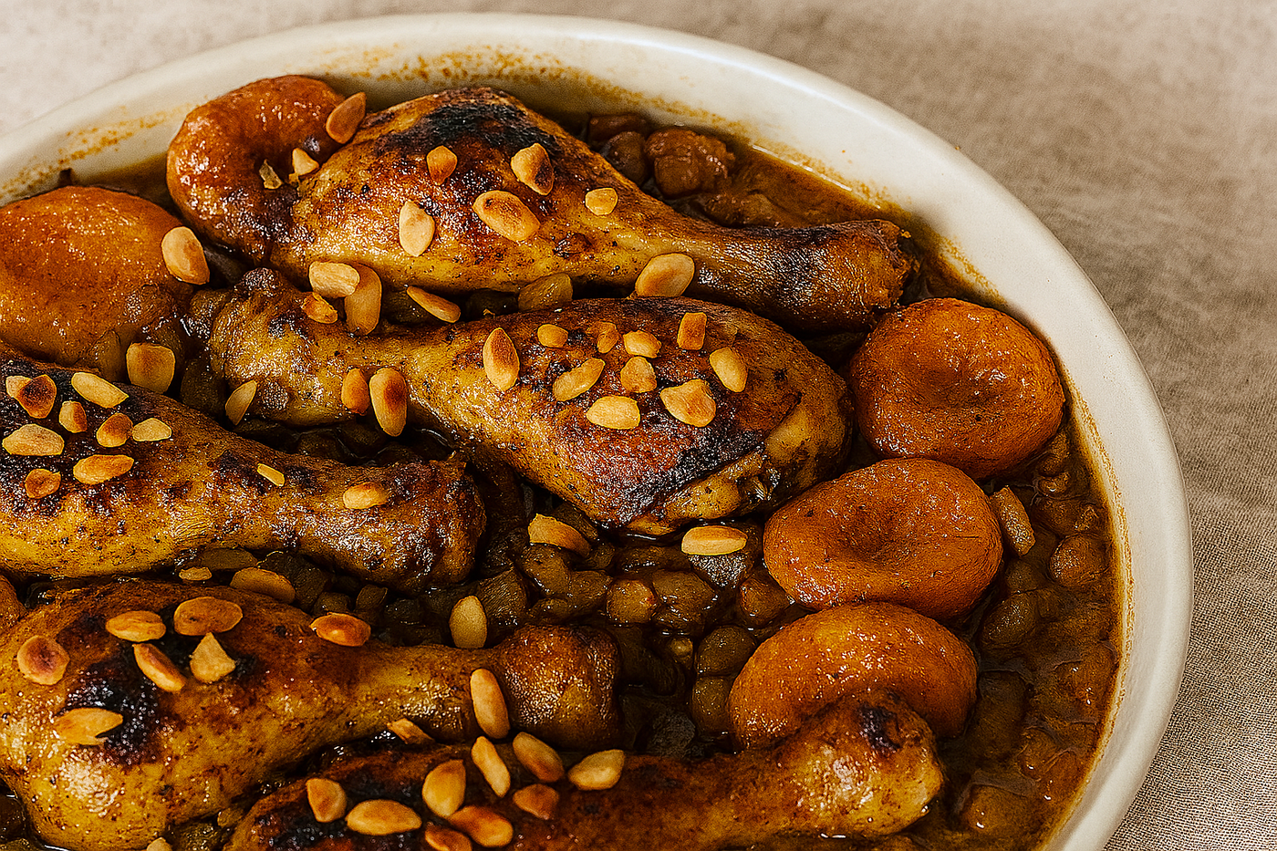 עוף מתקתק עם משמשים