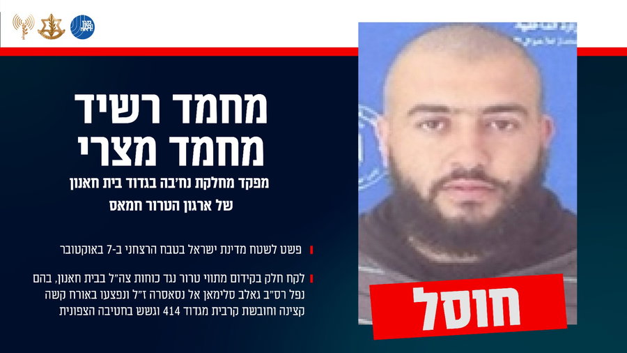ונקם ישיב לצריו: חוסל מחבל נוח'בה שפשט לישראל בבוקר שמחת תורה
